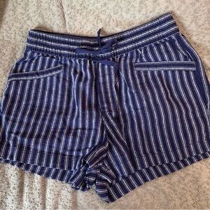 GAP Navy and White Striped High-Waist Women's Shorts